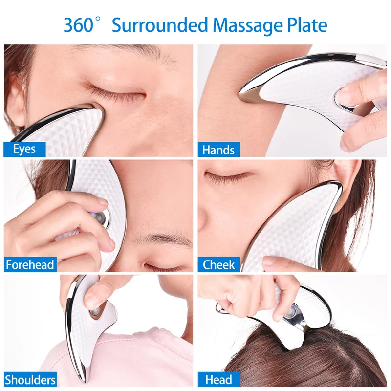 Face LIFT Guasha Massager Elektryczne Gua Sha Deska Podgrzewana Masażer Wibrujący Czerwony Blued Terapia Płyta Odchudzanie Narzędzia 220301