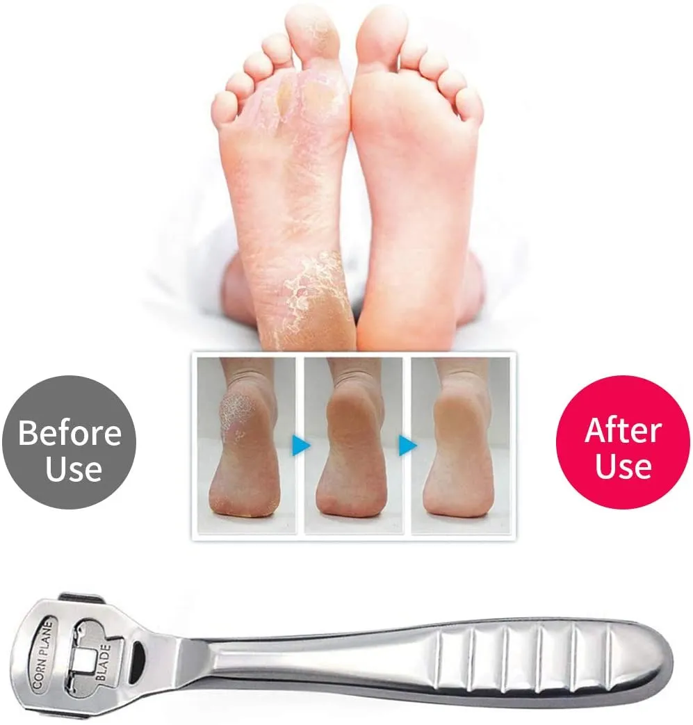 Foot Callus Shaver Heel Hard Skin Remover Hand Feet Pedicure Razor Tool Shavers Rostfritt stålhandtag 10 BLADE FOT CARE TOOL3377350