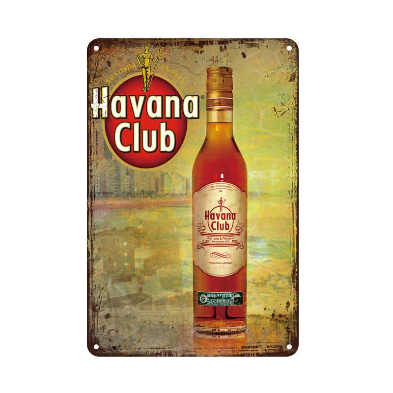 Ricard Birra Metallo Segno di latta Vintage Havana Club Poster Metallo Segni Antico Irlandese Pub Bar Cafeteria Cucina Art Wall Home Decor
