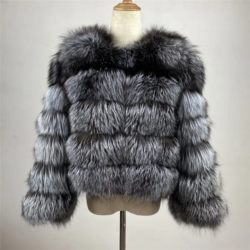 Gerçek doğal rakun kürk gümüş kısa ceket uzunluğu 50 cm kol 55cm kış sıcak kadınlar yeni B56 201112