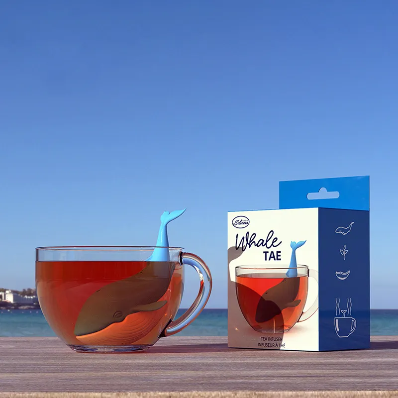 かわいい茶注入装置緩い葉の青いクジラティーストレーナーBPA無料FDA標準創造的ティーバッグフィルターキッチン用品