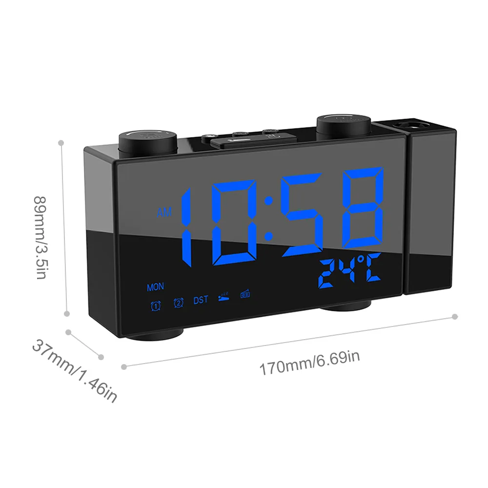 الإسقاط على مدار الساعة الرقمية على مدار الساعة FM Clock Radio Clock 4 سطوع تعديل USB على مدار الساعة المزدوجة مع وظيفة الغفوة LJ2008271316784