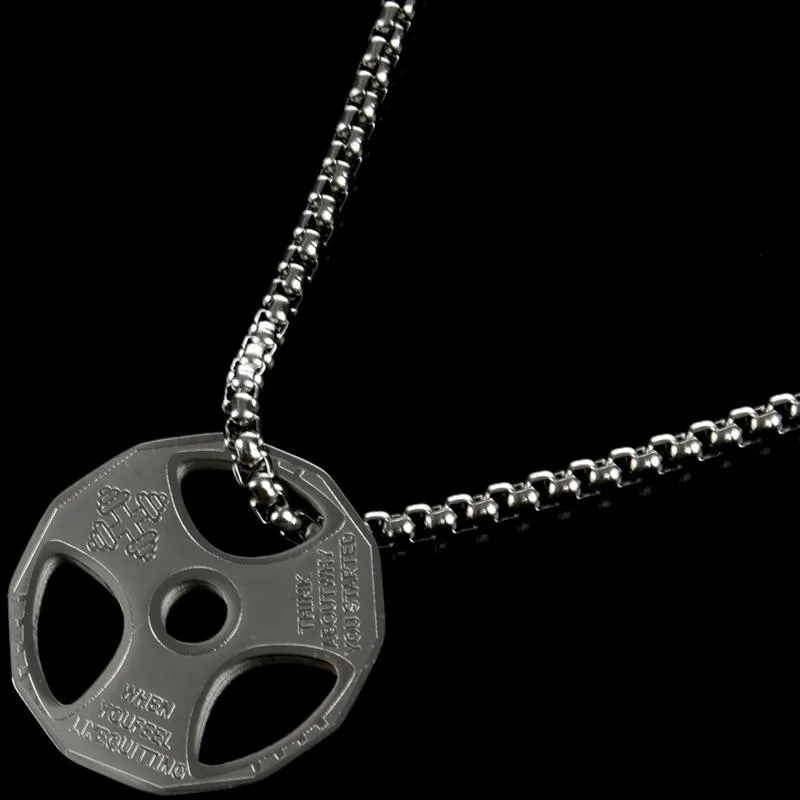 Ожерелье для фитнеса из нержавеющей стали, крутая кулон с весовой пластиной, штанга, гантели, тяжелая атлетика, бодибилдинг, спортивные украшения209Z