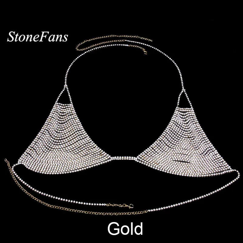 Autres Stonefans Conception Corps Soutien-Gorge Chaîne Creux pour Femmes Sexy Cristal Corps Chaîne Collier Bikini Prom Show Bijoux 221008