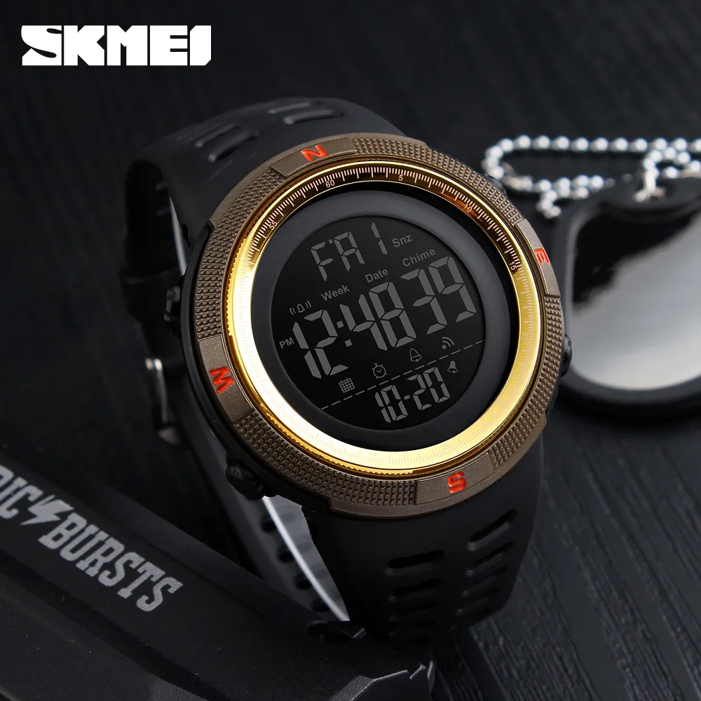 SKMEI orologi da uomo impermeabili New Fashion Casual LED Digital Outdoor Sports Watch Uomo multifunzione Studente orologi da polso 201204331q