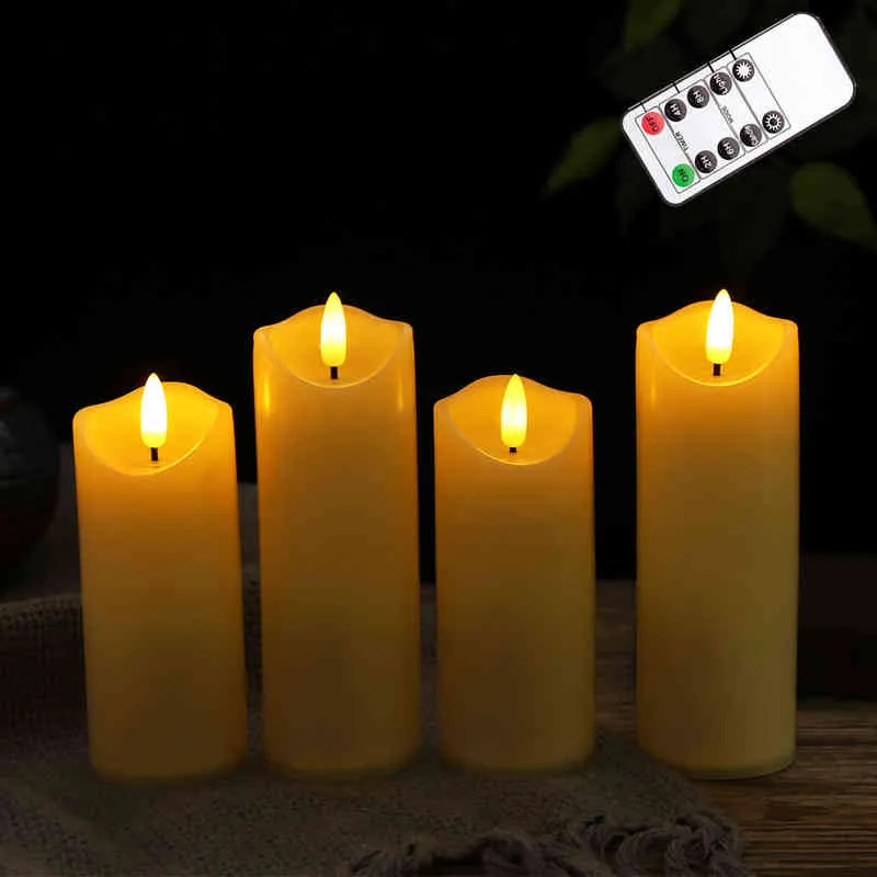 Flameless LED-ljussljus med fjärrkontroll, timer pelare med realistiska bulletflammor för födelsedag / bröllop / jul H1222