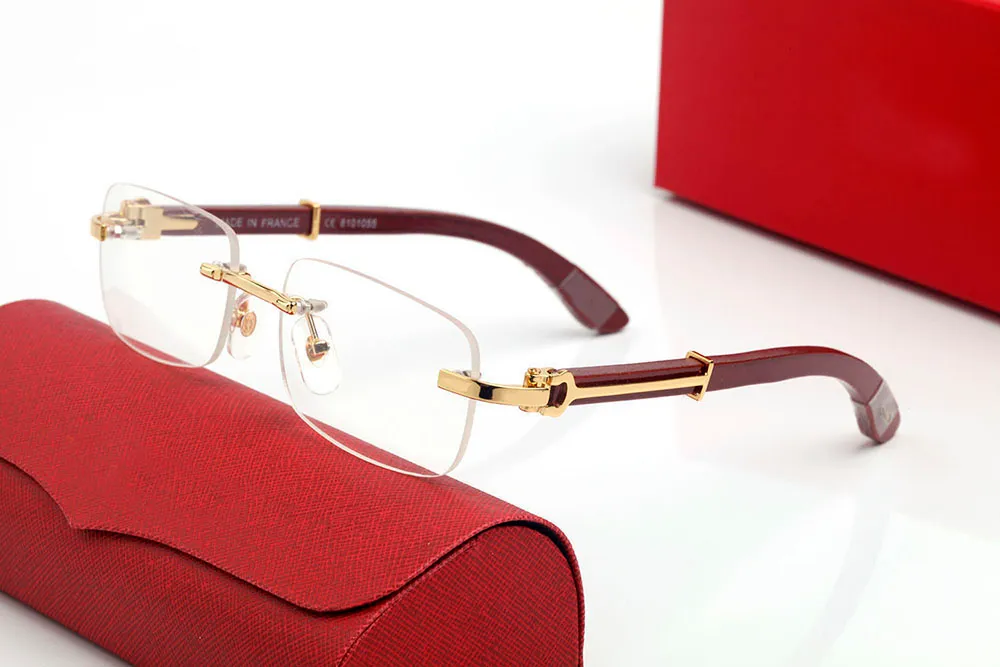 Designerskie okulary przeciwsłoneczne męskie spolaryzowane okulary Ochrony UV Square Rimless Gold Stop Goggle Buffalo Horn Sunglasss dla WO249C