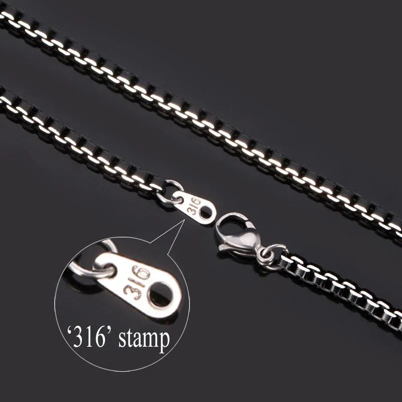 Chaîne de boîte noire 3 mm Collier à la mode pour hommes Bijoux pour hommes de haute qualité