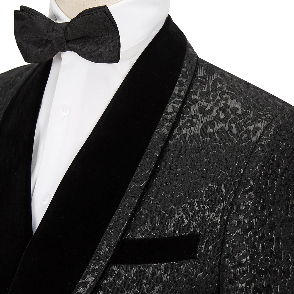 Cenne Des Graoom New Men Suit Costume Tuxedo Due pezzi Design elegante Risvolto in velluto la festa nuziale Sposo Cantante DG-Black 201106