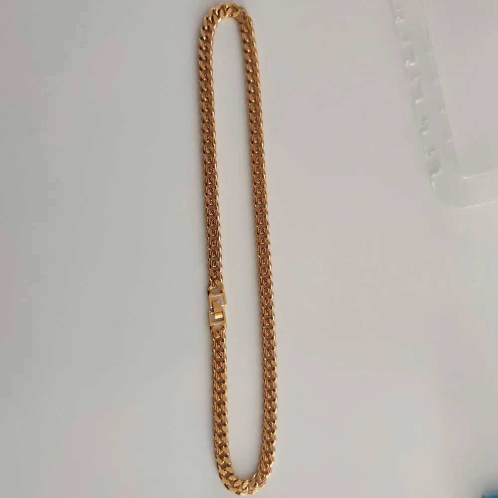 Classics 10k Fine Solid GOLD FINISH Stripe Cuban Curb Chain NECKLACE 24 Heavy Jewelry THICK238B