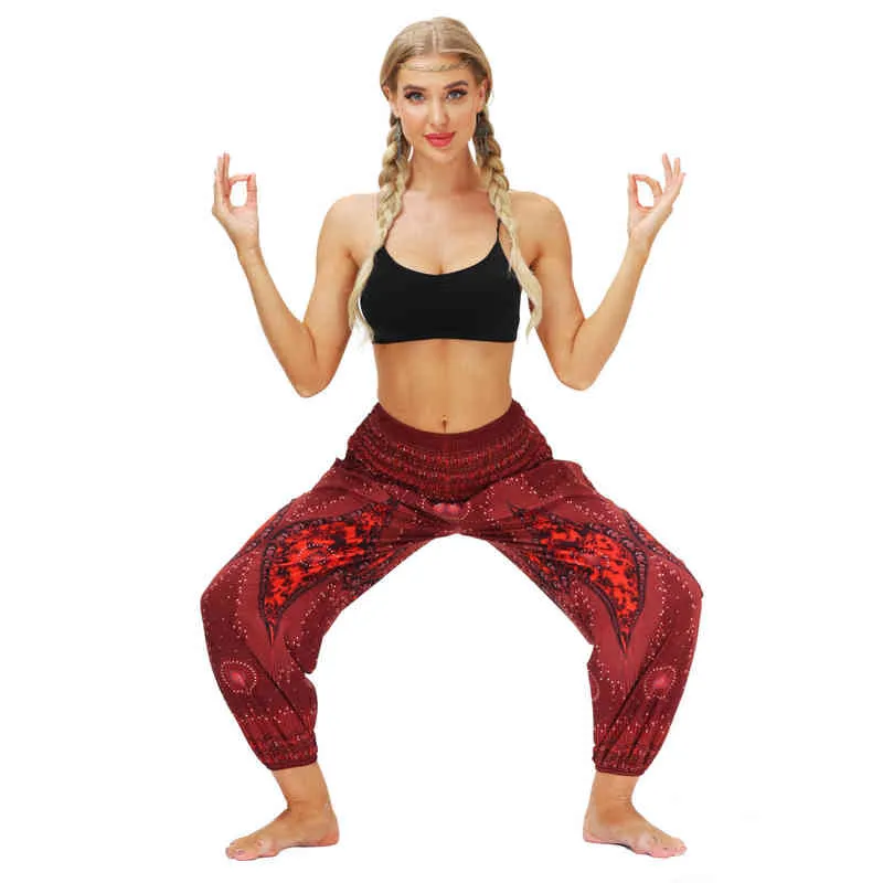 Femmes Yoga Leggings pantalons de Yoga Polyester élastique femmes décontracté pantalon de Yoga ample Baggy Boho Aladdin combinaison pantalon H1221