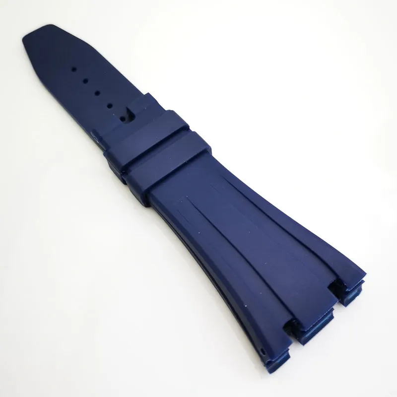 Pulseira de relógio com fecho Rbber azul de 27 mm 18 mm Faixa para Royal Oak 39 mm 41 mm modelo 15400 15300285R