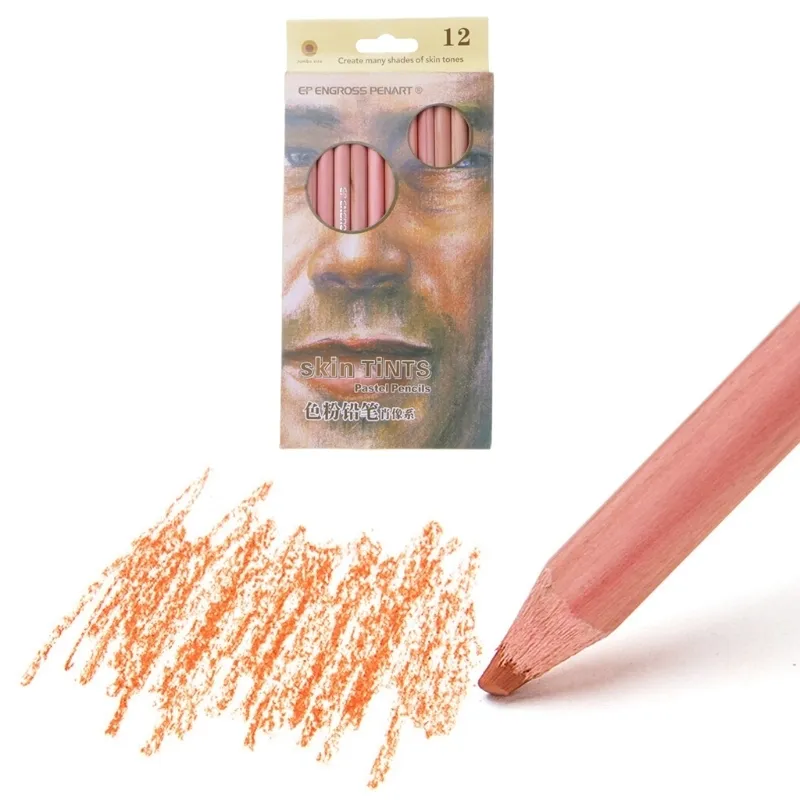 12st professionele zachte pastel potloden houten huid tint pastel gekleurd potlood 201102