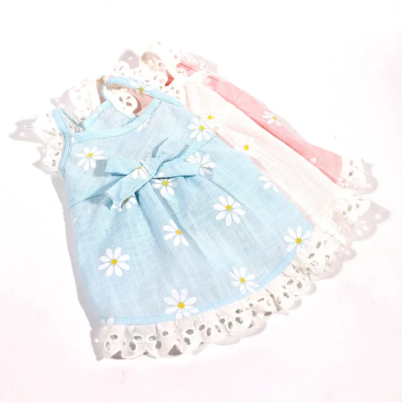 Princess Dog Cat Dress Cotton Pet for S Clothing Bow Tie es S kjol spetsa chihuahua York LJ200923