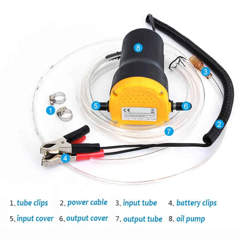 60W Electric Crude Oil Fluid Extractor Transfer Engine Suction Pump + Tubes for Auto Car Boat Motorcycle 12V