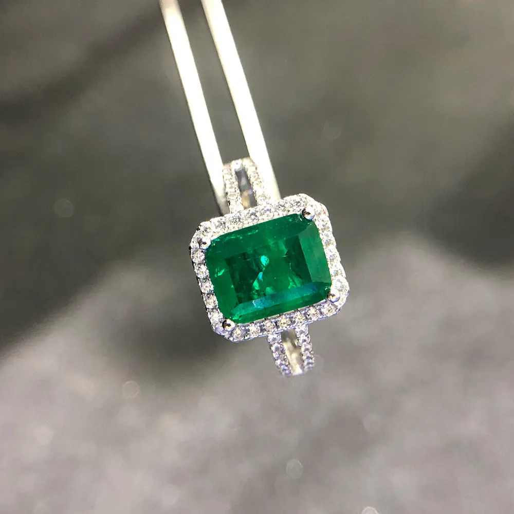 Pansysen Luksusowy Najwyższej Jakości Emerald Pierścienie Dla Kobiet Zaręczyny Wedding Cocktail Ring 100% 925 Sterling Silver Fine Jewelry Prezent Q1218