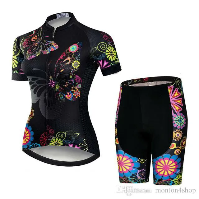 나비 2022 Pro Cycling Jersey 세트 여성 Proteam Mountain Bike Closth Anti-UV 자전거 착용 짧은 슬리브 사이클링 의류 242m