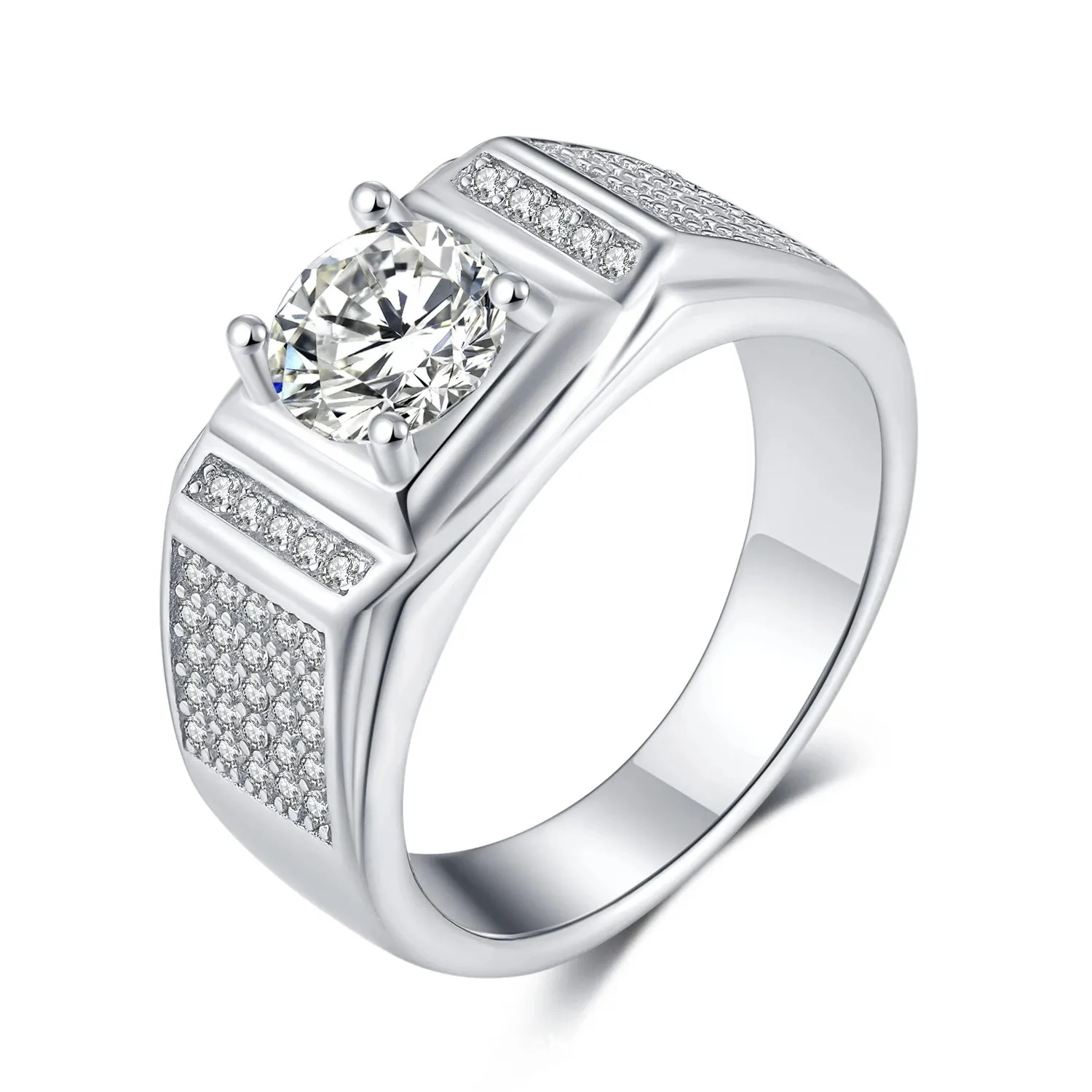 American Moissanite 6 Prong 설정 패션 S925 실버 링 마이크로 세트 멀티 다이아몬드 화려한 발렌타인 선물