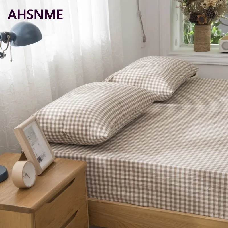 AHSNME Coffee Grid 100% Cotton Pillowcase Special Wrinkle Craft Super Soft Summer Fall Simple Sleep pillowcase 50x75cm 220217