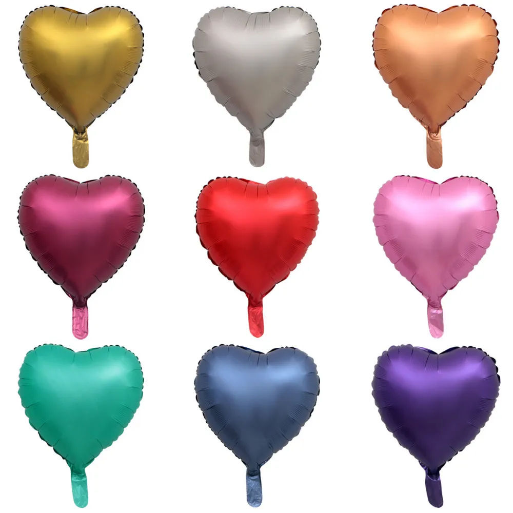 18-inch Metal chrome Foil balloon Heart Star Round Matte frosted helium ballons Birthday Wedding party decor whole T217S