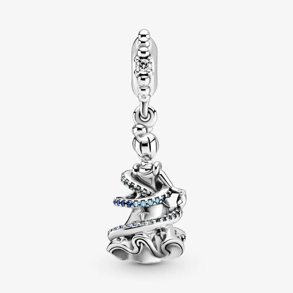 100% 925 srebrne eleganckie eleganckie księżniczki Dangle Charms Fit Oryginalny europejski urok bransoletki moda Women Wedding Engagement Jewe245z