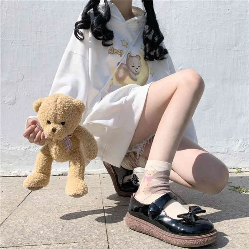 Fernan Kawaii Moon Bearプリントパーカー女性アニメ漫画長袖スウェットフォール2021ファッションかわいい特大プルオーバー