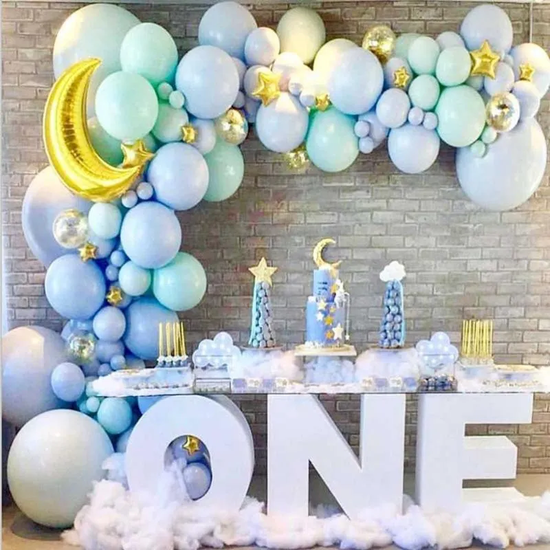 Lateks mavi balon seti firtst 1. bir yıl doğum günü erkek balon doğum günü dekor bebek duş çocukları balon kemer çelenk kit257z