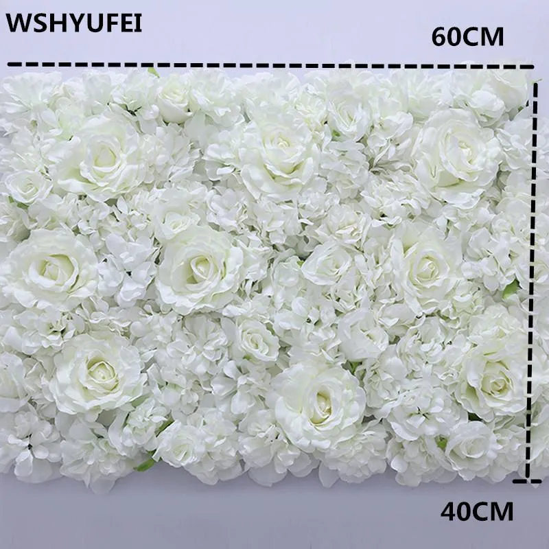 3 unids / lote 40x60 cm Paneles de Flores Decoración de La Boda Fondo de Flores de Seda Champán Rosa Flores Falsas Hortensia Fondo de Pared 2785