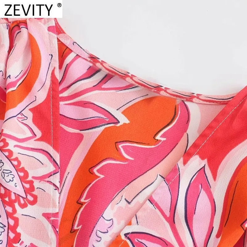 Zevity женское винтажное кимоно с v-образным вырезом и цветочным принтом, плиссированное завязанное мини-платье, женское шикарное платье с короткими рукавами, Vestidos DS8399 220210