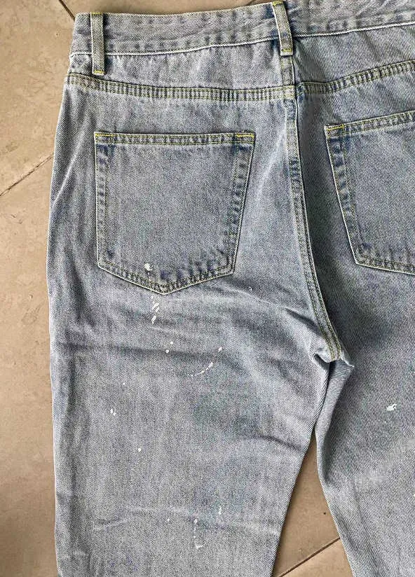 Jeans pour hommes, style de rue américain, jeans droits mouchetés d'occasion