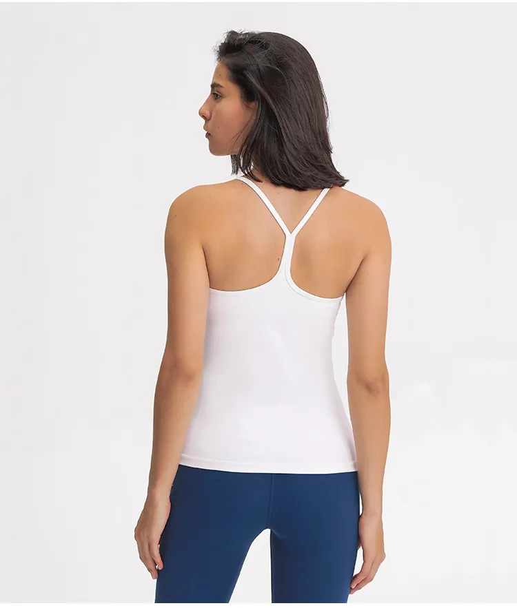 Sexy rückenfreie Yoga-Tops mit BH LU60 Volltonfarben Damenmode Outdoor Yoga Tanks Sport Laufen Gym Shirt Kleidung9668589