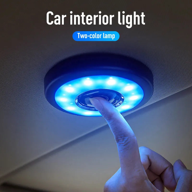USB LED 읽기 유연한 램프 라운드 충전식 인테리어 빛 범용 터치 유형 자동차 인테리어 분위기 야간 조명