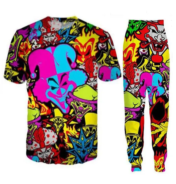 Commercio all'ingrosso - 2022 New Fashion Casual Insane Clown Posse 3D All Over Print Tute T-shirt + pantaloni da jogging Suit Donna Uomo @ 046