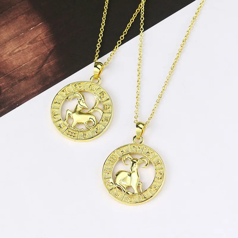 Creative 12 Horoscope Pendant Necklace for Women Men Sweet Party Necklace Jewelry Gifts2655730