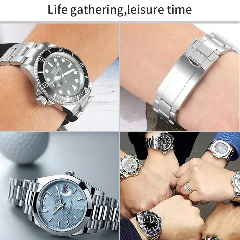 Nouveau Bracelet de montre 20mm Bracelet de montre Bracelet en acier inoxydable 316L extrémité incurvée accessoires de montre en argent Bracelet de montre homme pour Submarine305c