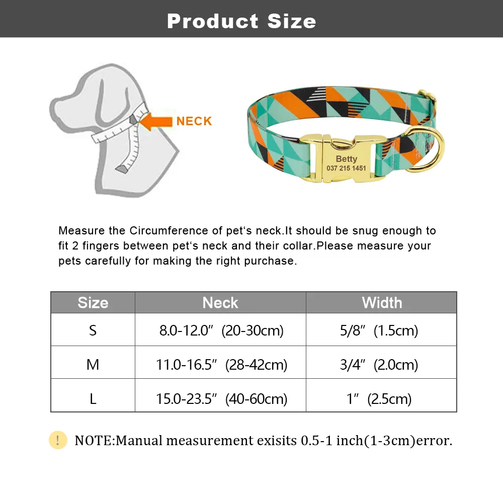 Color Print Dog Collar Nylon Personalized Dogs ID Custom Engraved s With Tag Nameplate Pet Supplies Y200917