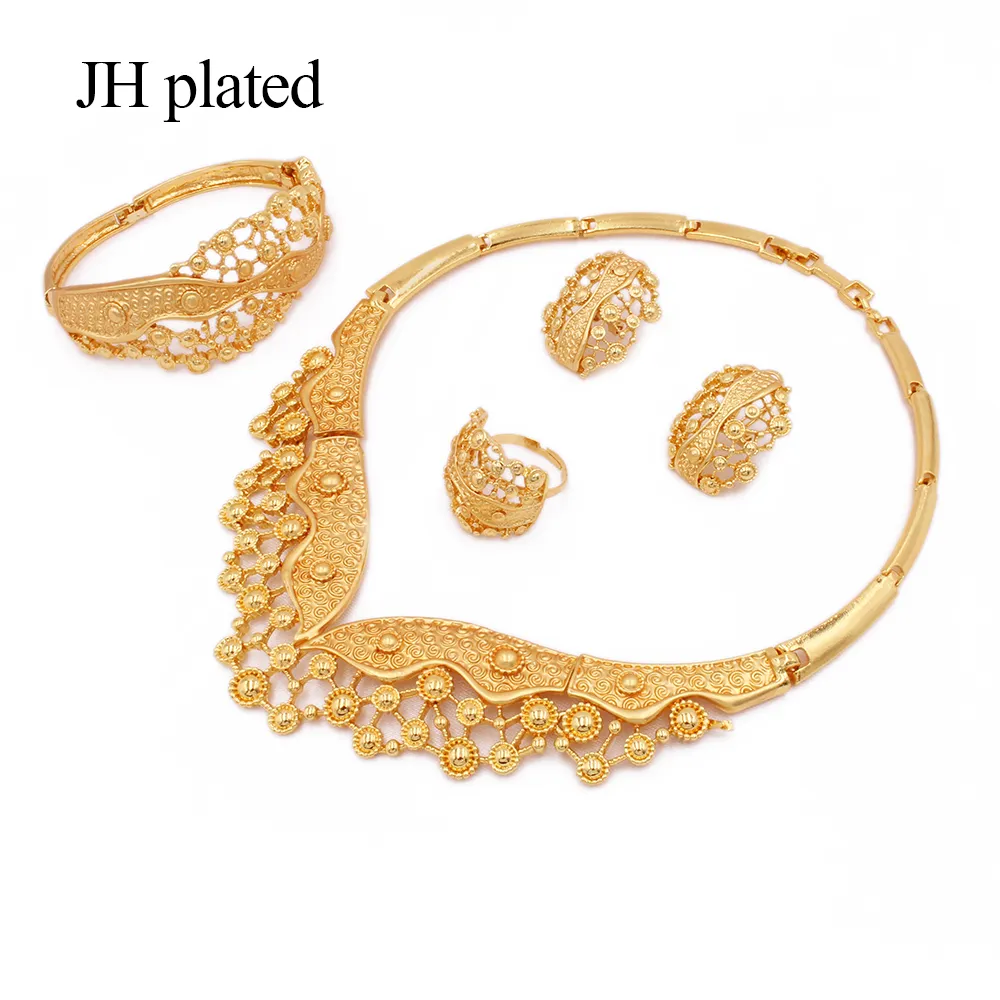 Luksusowe zestawy biżuterii dla kobiet Dubaj Wedding Gold Kolor Naszyjnik