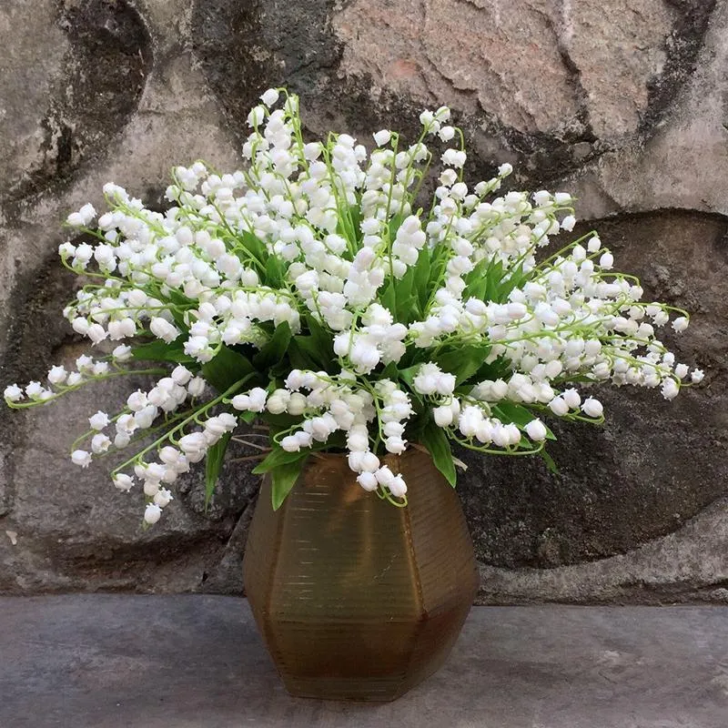 Konstgjorda blommor lily äkta beröring konstgjord vindklock orkidé för hem bröllop trädgård dekoration falska blommor321m