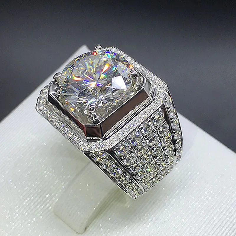 14K White Gold Diamond Ring for Men 3 carats Diamond bague Gemstone anillos Bague silver 925 jewelry bijoux femme diamond rings Y1124