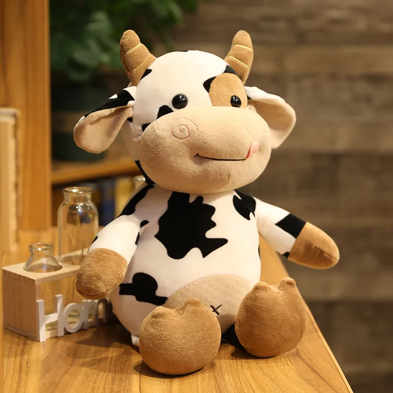 65cm dessin animé vache à lait jouets en peluche mignon simulation bovins animaux en peluche poupée oreiller doux pour amis enfants cadeaux d'anniversaire 220222