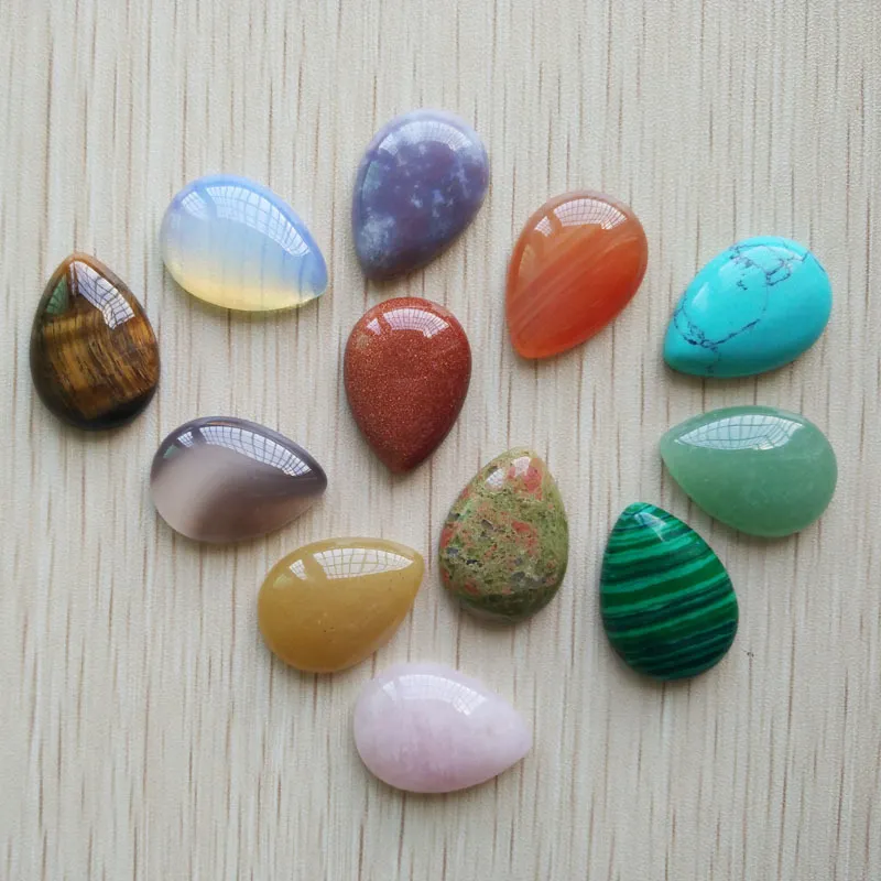 lot Bütün 25x18x6mm Çeşitli Doğal Taş Gözyaşı Kabin Cabochon Boncukları DIY Mücevher Aksesuarları 200930231L