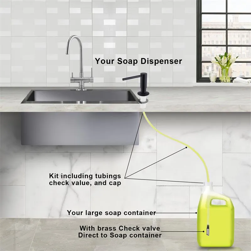 Samodra Dispenser di sapone lavello e kit di tubi di prolunga Testa della pompa in ottone Cucina Bagno Facile da installare