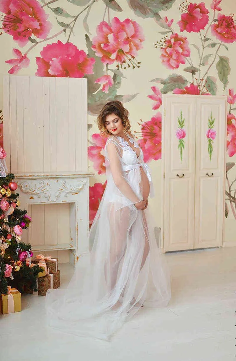 White Sexy Maternity Dresses For Baby Showers Maxi Gown Tulle Long Pregnancy Dress Photo Shoots Pregnant Women Photography Props (3)