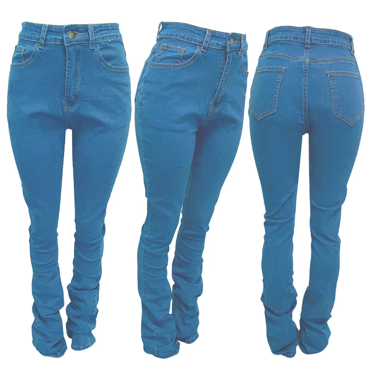 Jeans multi-couleurs lavés et polyvalents pour femmes Pantalons empilés Designer Sports Casual Pantalons empilés Empiler avec des poches Nouveaux pantalons de mode
