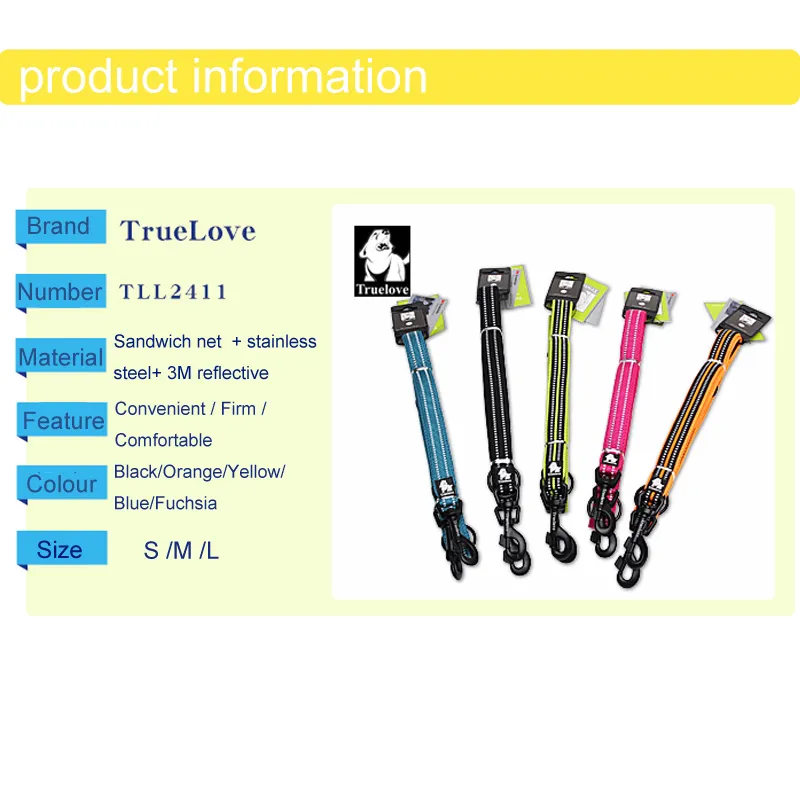 Treuelove Dog Leash PET PET Multi-funzione Multiflective Mano Free Corda di trazione adatta l'uso con collari e cinghie a petto LJ201113