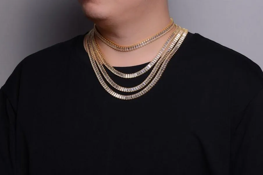 Хип-хоп кубинское ожерелье, роскошные ювелирные изделия, полный принцесса огранки, белый топаз, CZ, драгоценные камни с бриллиантами, 18-каратное золото, женское свадебное ожерелье278i