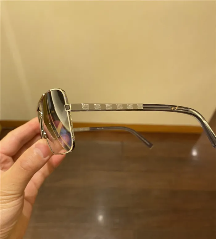 Vintage carré aviation Lunettes de soleil Gold Frame Brown Gradient Lens Attitude Summer Pilot Sun Glasses For Men Eyewear with Box 240E