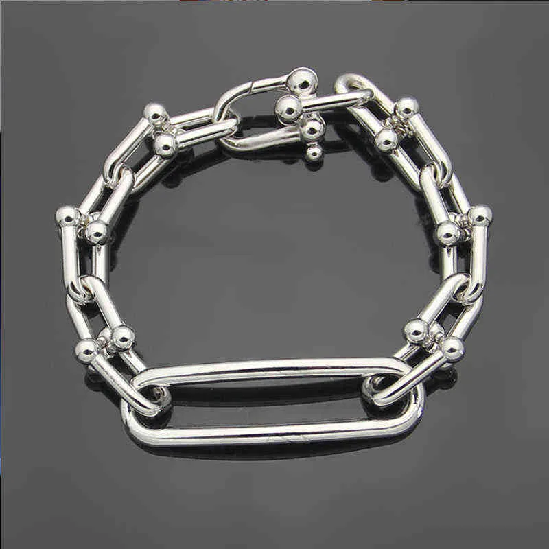 Nuevo pulsera de cadena de U Dura 925 Pulsera de plata esterlina para mujer TF Amantes de los amantes de la cadena de amor Pulsera de la Joyería Nuevo Hard U-Chai AA220315