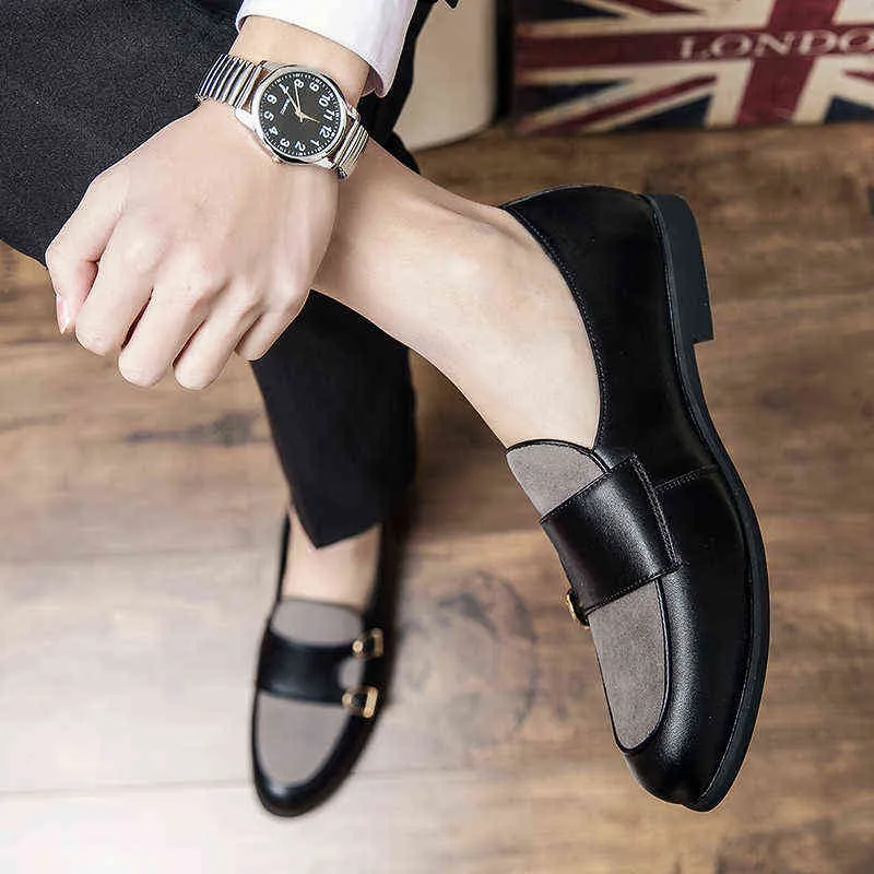 Dress Shoes Men Leather Mens Loafers Wedding Party Formal Black Green Monk Strap Casual Fashion Slip on Custom 220223