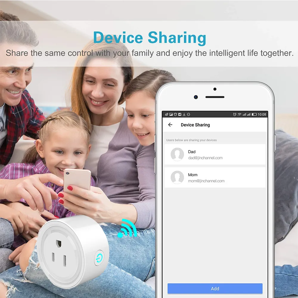 ミニUS WiFiプラグスマートタイミングソケットワイヤレスアウトレットボイスコントロールスマートソケットがAlexa GoogleホームTuya Appで動作する